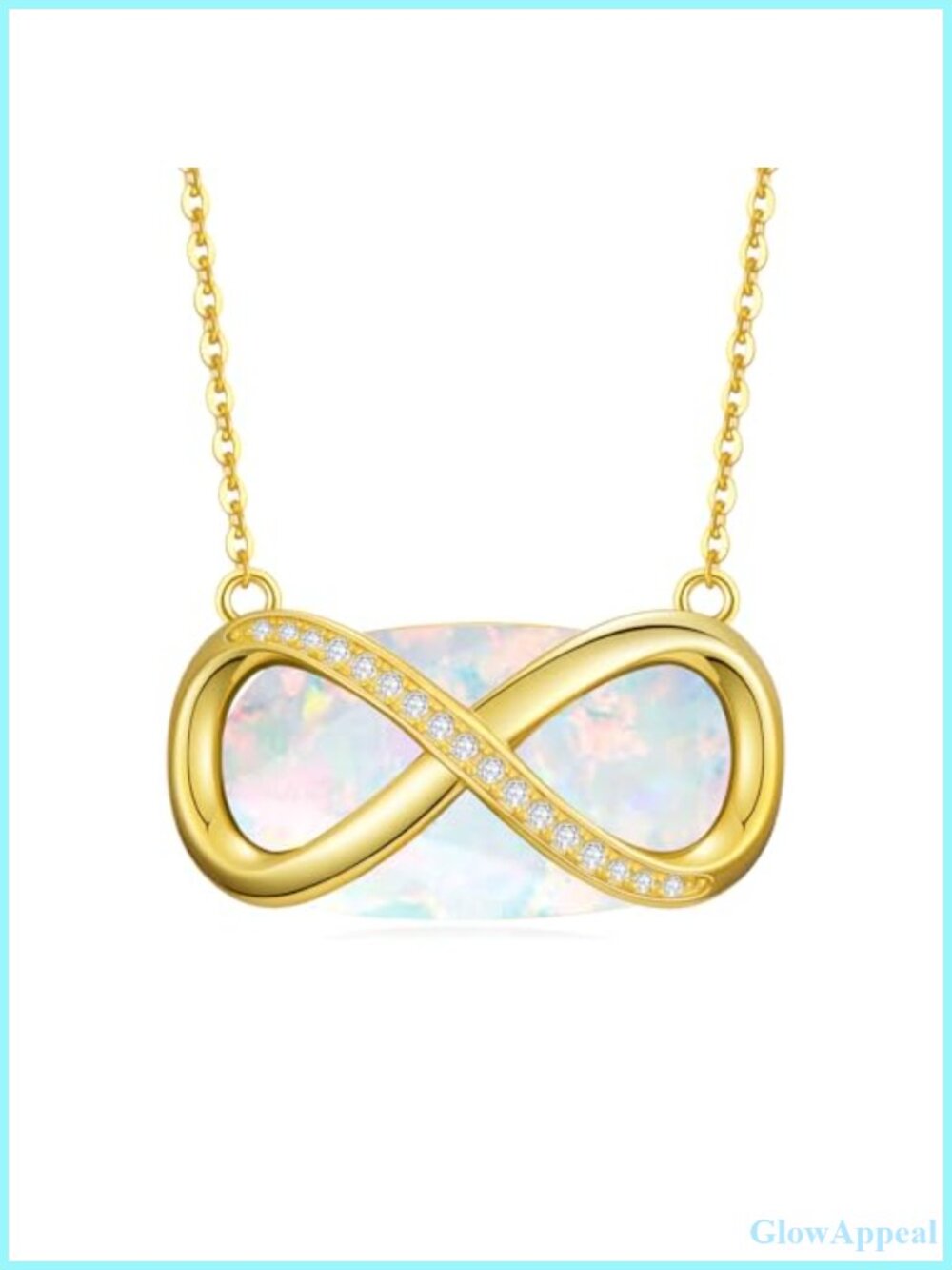 18k Gold Plated Infinity Necklace Cubic Zirconia Gemstone Pendant